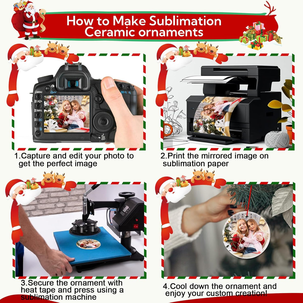 60 PCS Sublimation Ceramic Ornament Blank 3 Inch Round Two-Sided Printed White Ceramic Decoration