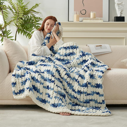 Amélie Home Chunky Knit Throw Blanket for Couch, Soft Chenille Crochet Blanket for Sofa, 50"x60"