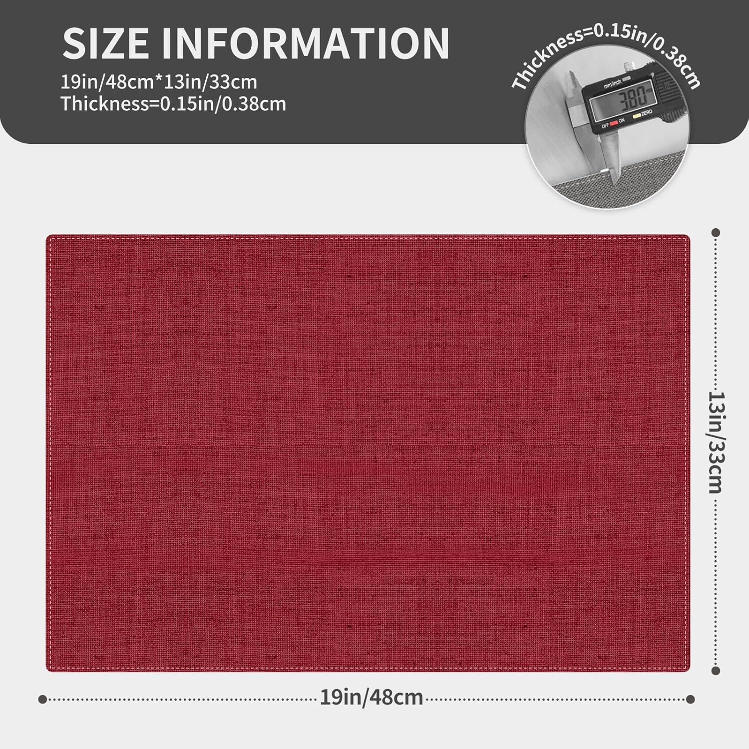 Cloth Placemats, Set of 4 Heat-Resistant Cotton Linen Blend Double Layered Machine Washable Place