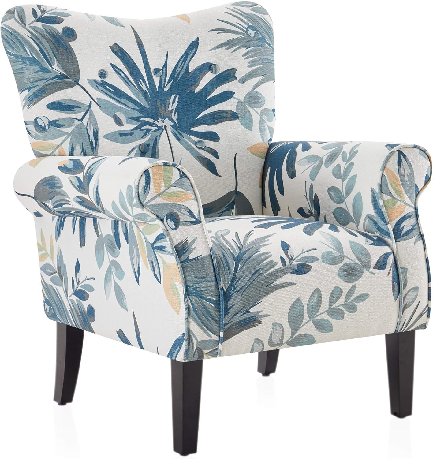 BELLEZE Modern Accent Chair for Living Room, High Back Floral Armchair w/Wooden Legs, Upholstered