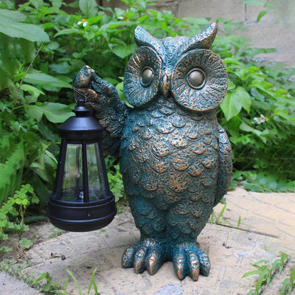 Garden Statues Outdoor, owl Figurines Decorated with Solar Lights, Unique Christmas Birthday Gifts