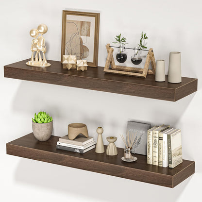 Floating Shelves for Wall, 31.5"W x 6.7"D x 1.5"H, Wooden Wall Mounted Display Shelves with