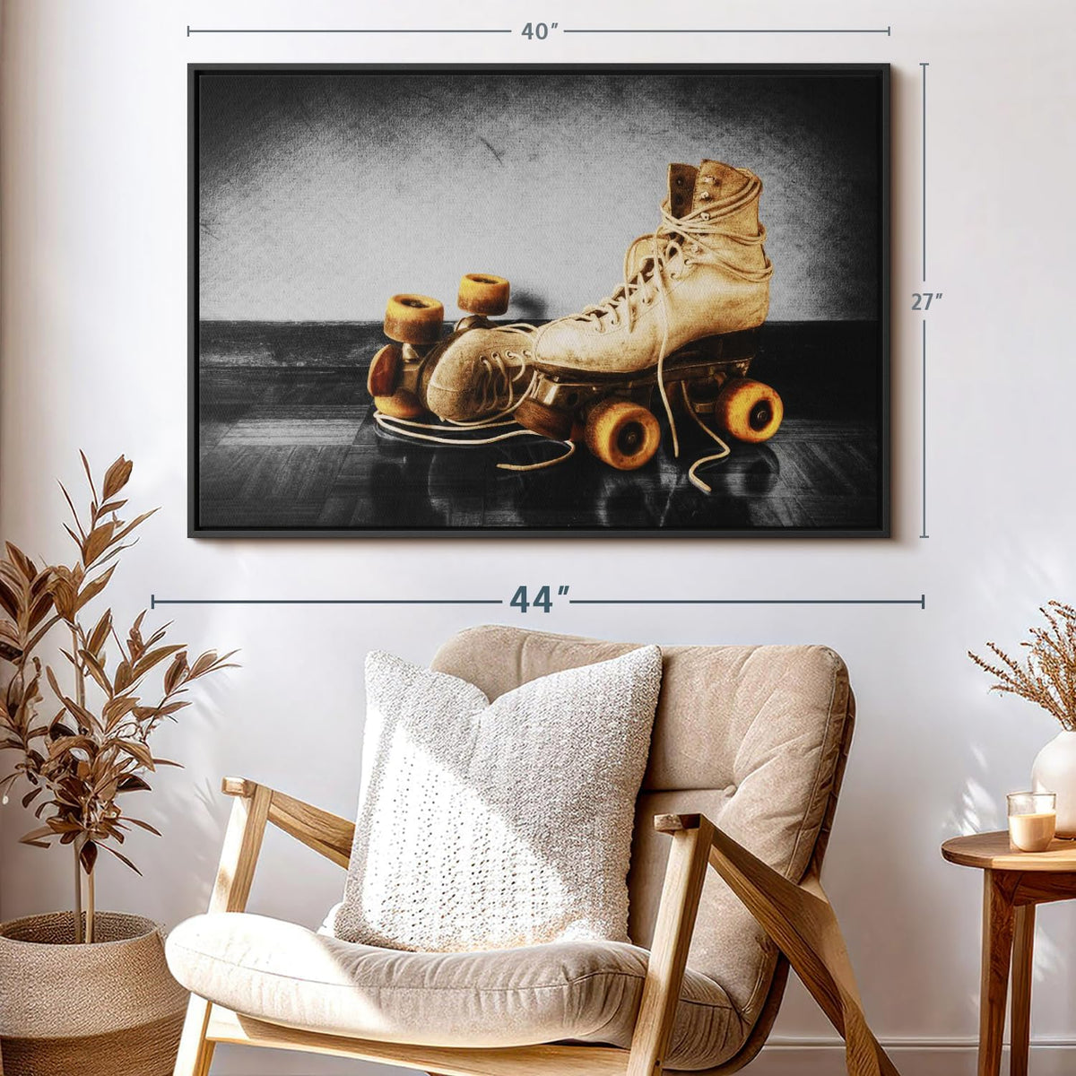 ElephantStock Vintage Skates Pop Wall Art - Horizontal Framed Canvas - 1-Piece Living Room Wall