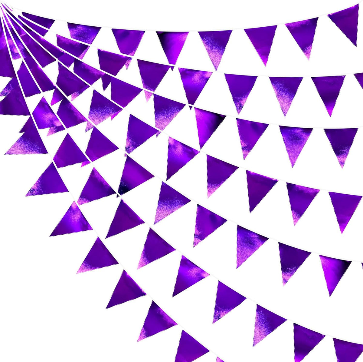 Purple Party Decorations Triangle Pennant Banner Flag Dark Purple Metallic Fabric Bunting Garland