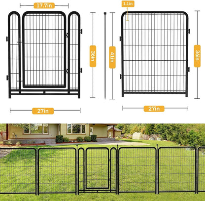 Garden Fencing 36 Inch High, 4 Panels Total 8.9 Ft(L) Dog Fencing Outdoor for Yard, 4 One-Sided