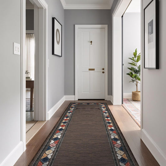 Beverly Rug Outdoor Runner Rug 2x7 Modern Floral Bordered Area Rugs for Indoor and Outdoor Patio