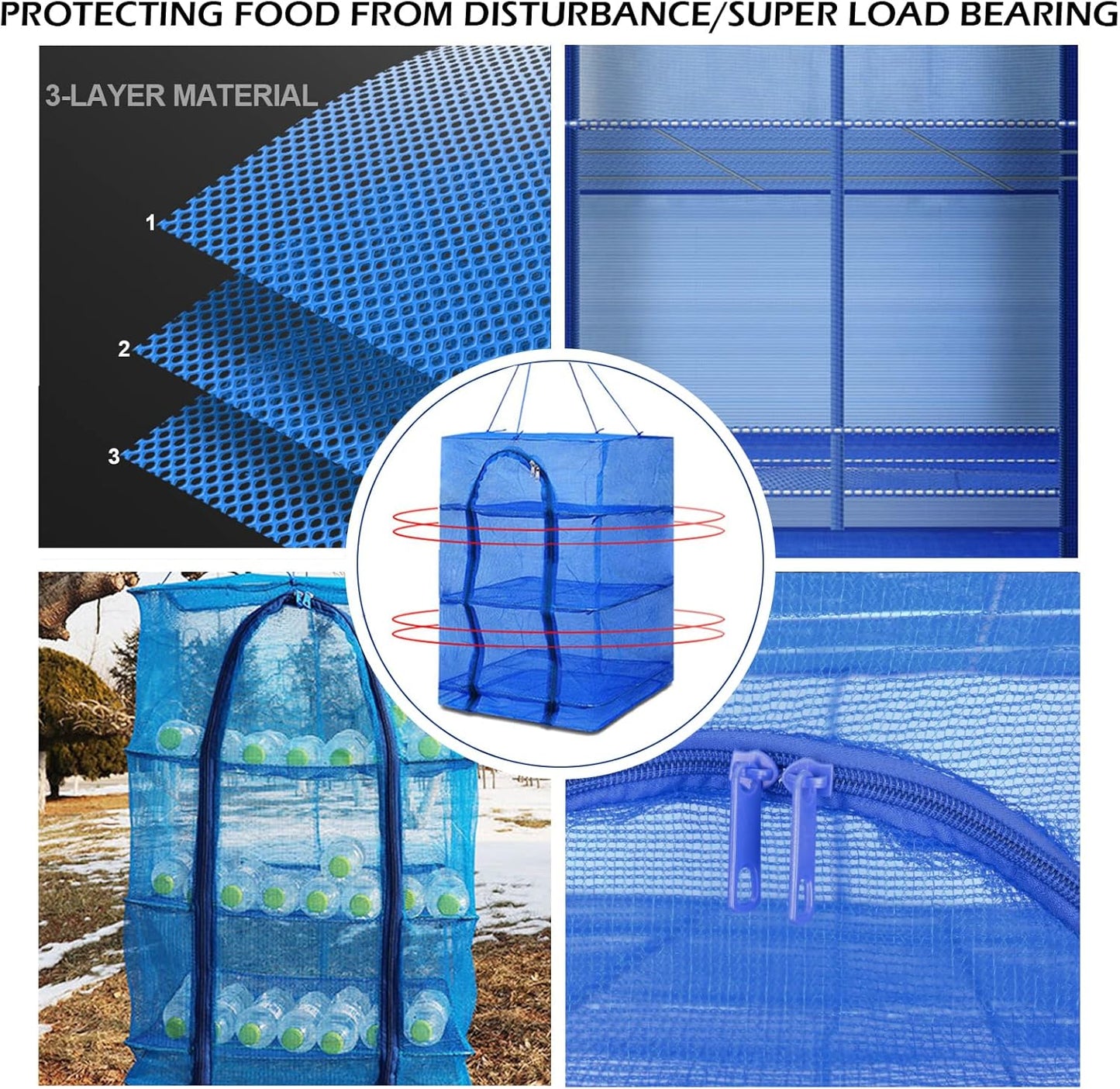 Drying Rack 4 Layers Folding Mesh, Foldable Nylon Netting, Hanging Drying Net, for Shrimp, Fish