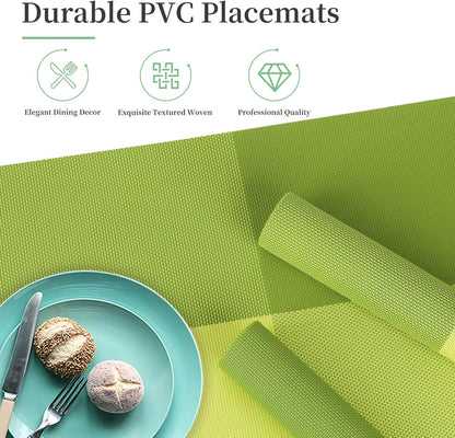 Vinyl Plastic Placemats Set of 6 Washable Heat Resistant Non-Slip Elegant Indoor Outdoor Kitchen