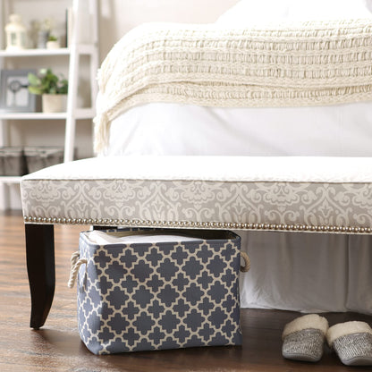 DII Polyester Container with Handles, Lattice Storage Bin, Medium, Stonewash Blue