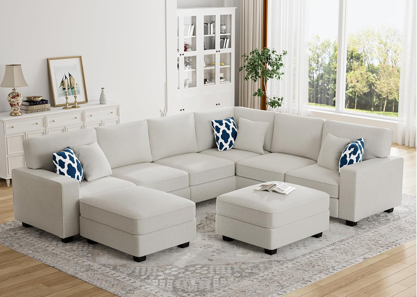 L Lengend Vansen Modular Sectional Sofa U Shaped Couch with Ottoman Modern Reversible Corner