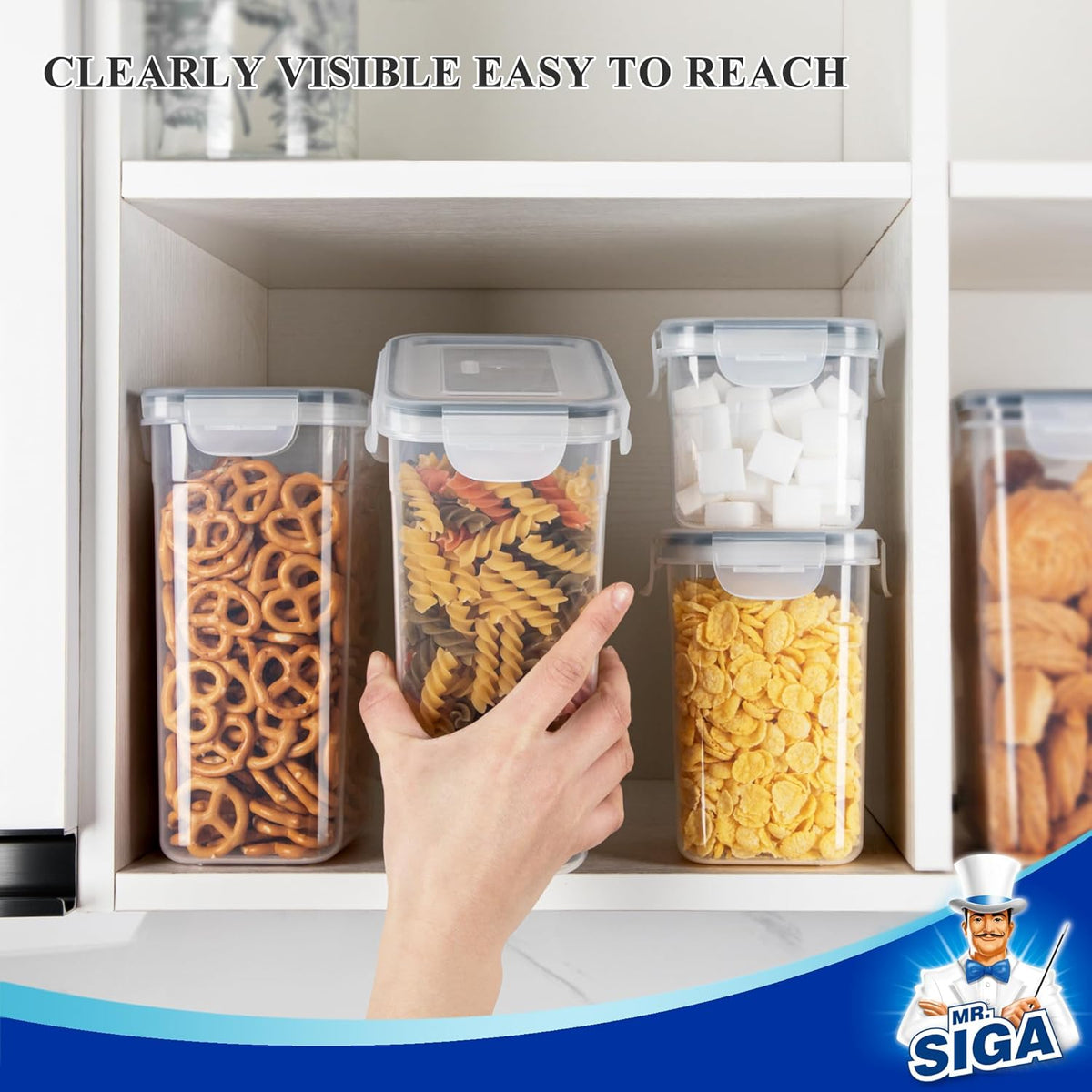 MR.SIGA 12 Pack Airtight Food Storage Container Set, BPA Free Kitchen Pantry Organization, Kitchen