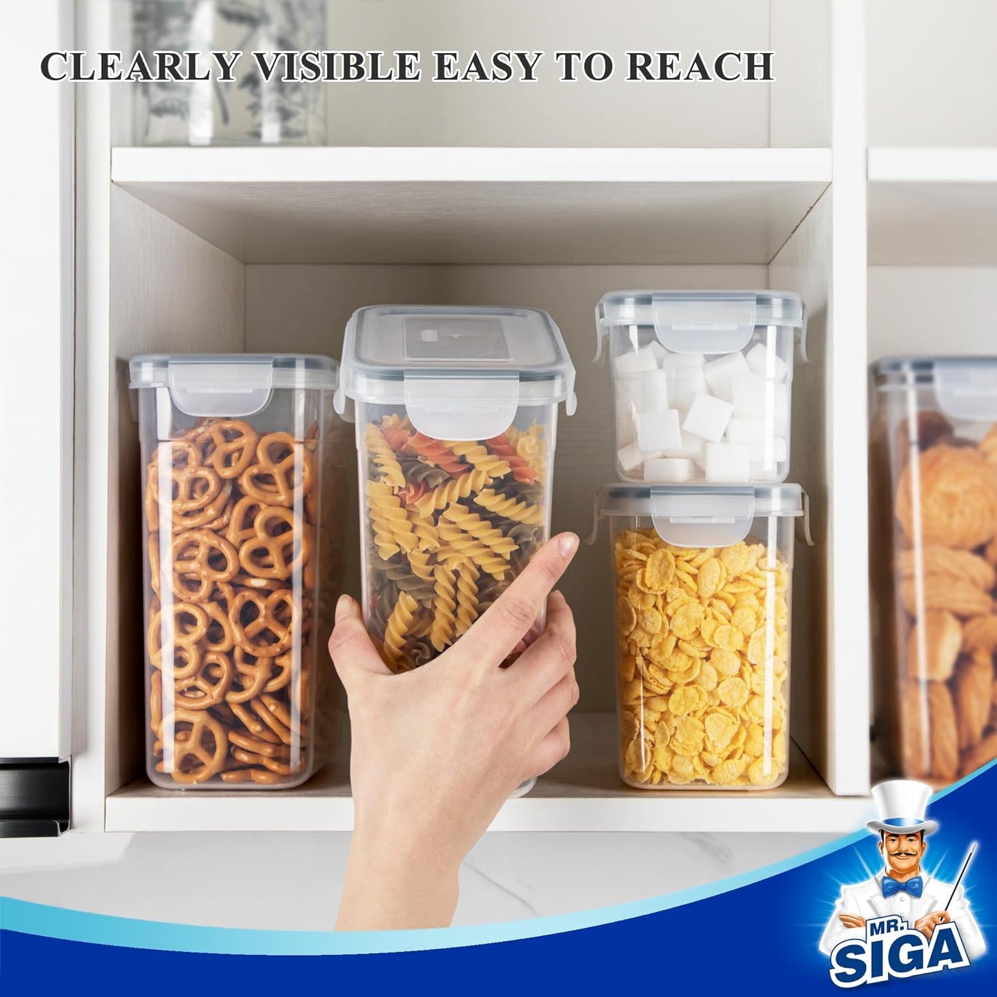 MR.SIGA 16 Pack Airtight Food Storage Container Set, BPA Free Kitchen Pantry Organization, Kitchen