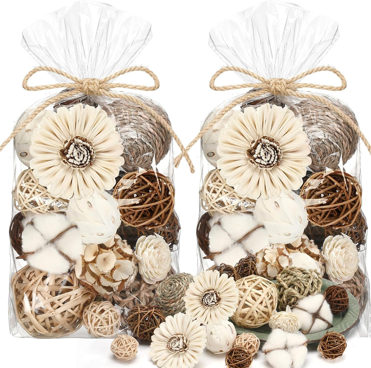 Riceshoot 2 Pack Decorative Balls Potpourri Bowl Filler Decor Natural Vase Bowl Filler Assorted