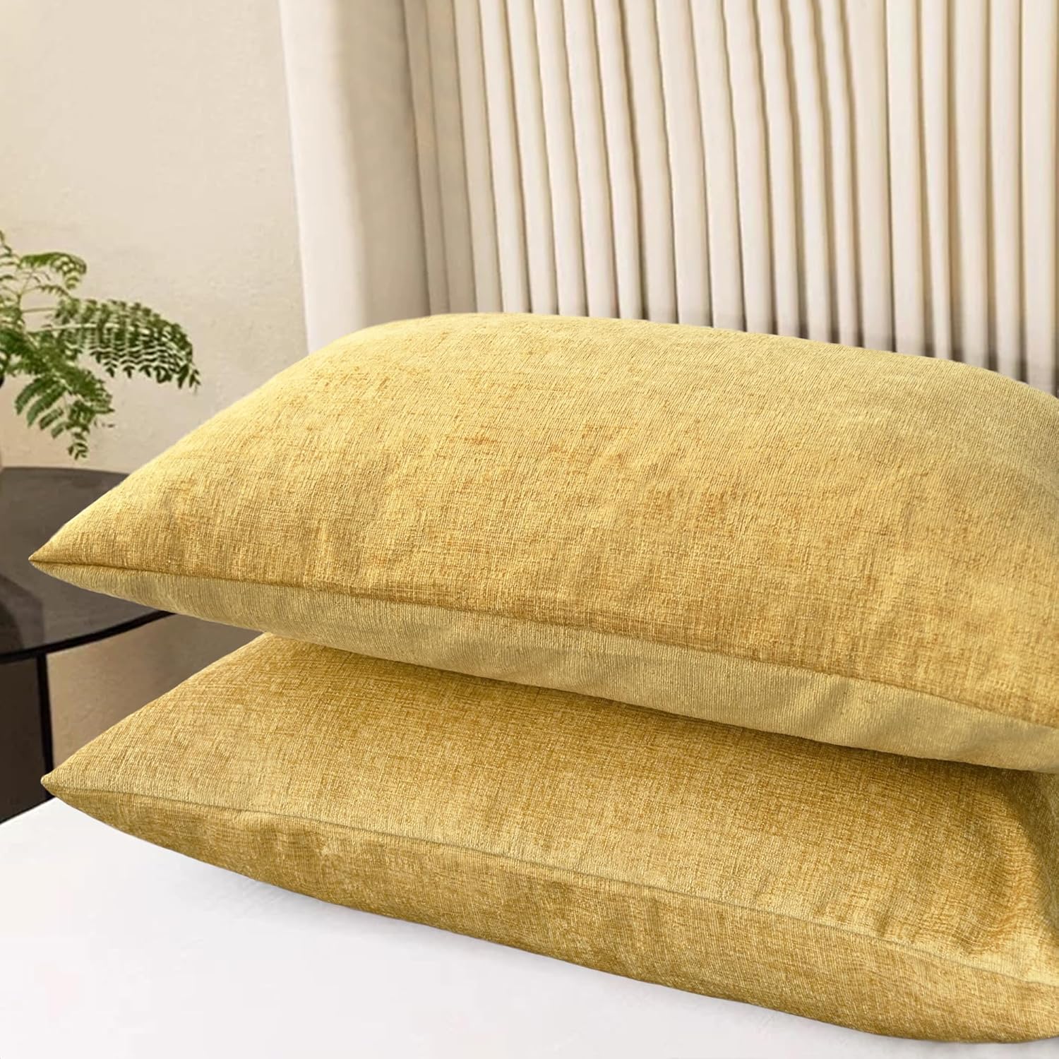 CaliTime Throw Pillow Covers Decorative 20 X 26 Inches Pack of 2 Cozy Chenille Standard Pillow