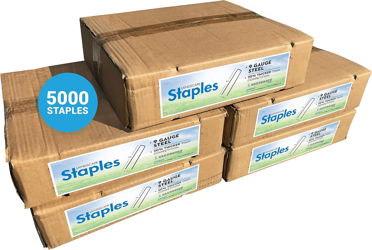 Sandbaggy 6 inch Landscape Sod Staples (9 Gauge Steel) ~ Great for Hard Soil - 20% Thicker Than