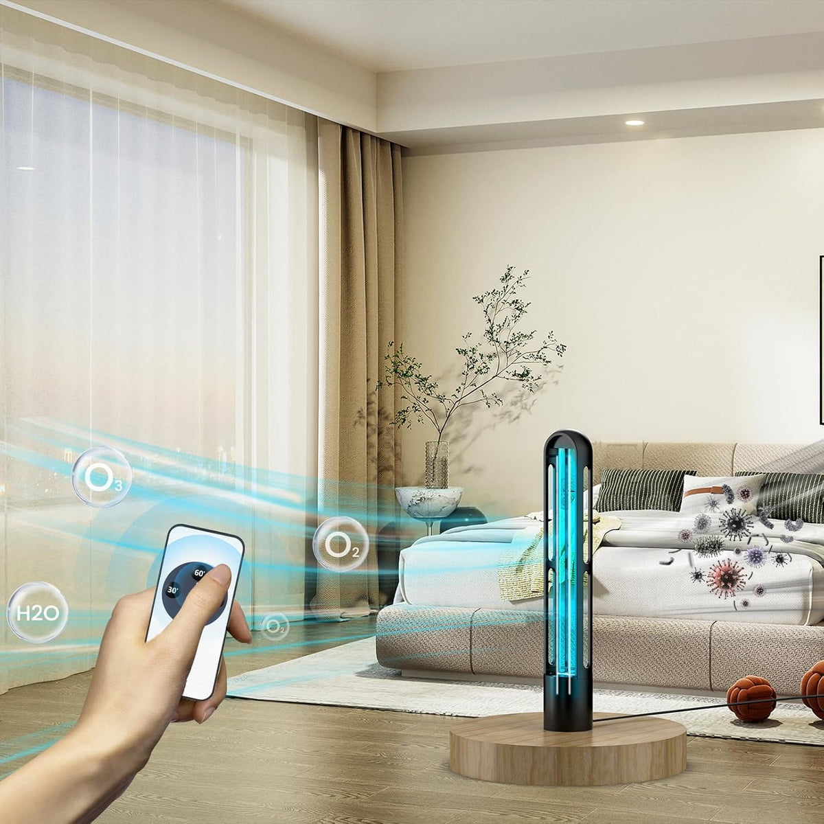 UV Light Sanitizer, Ultraviolet Lamp with Remote Control for Bed Bugs and Dust Mites, Home