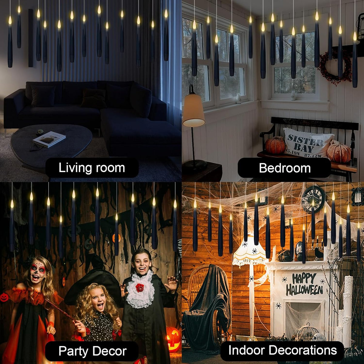 GenSwin 22pcs Flameless Floating Candle with Magic Wand Remote Timer, Battery Operated Hanging
