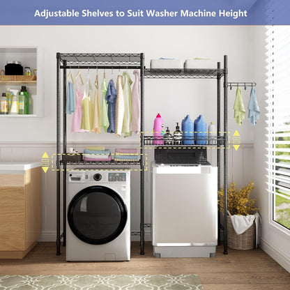 Over Washer and Dryer Shelves,Laundry Room Storage Organization Clothes Drying Rack,4 Tier