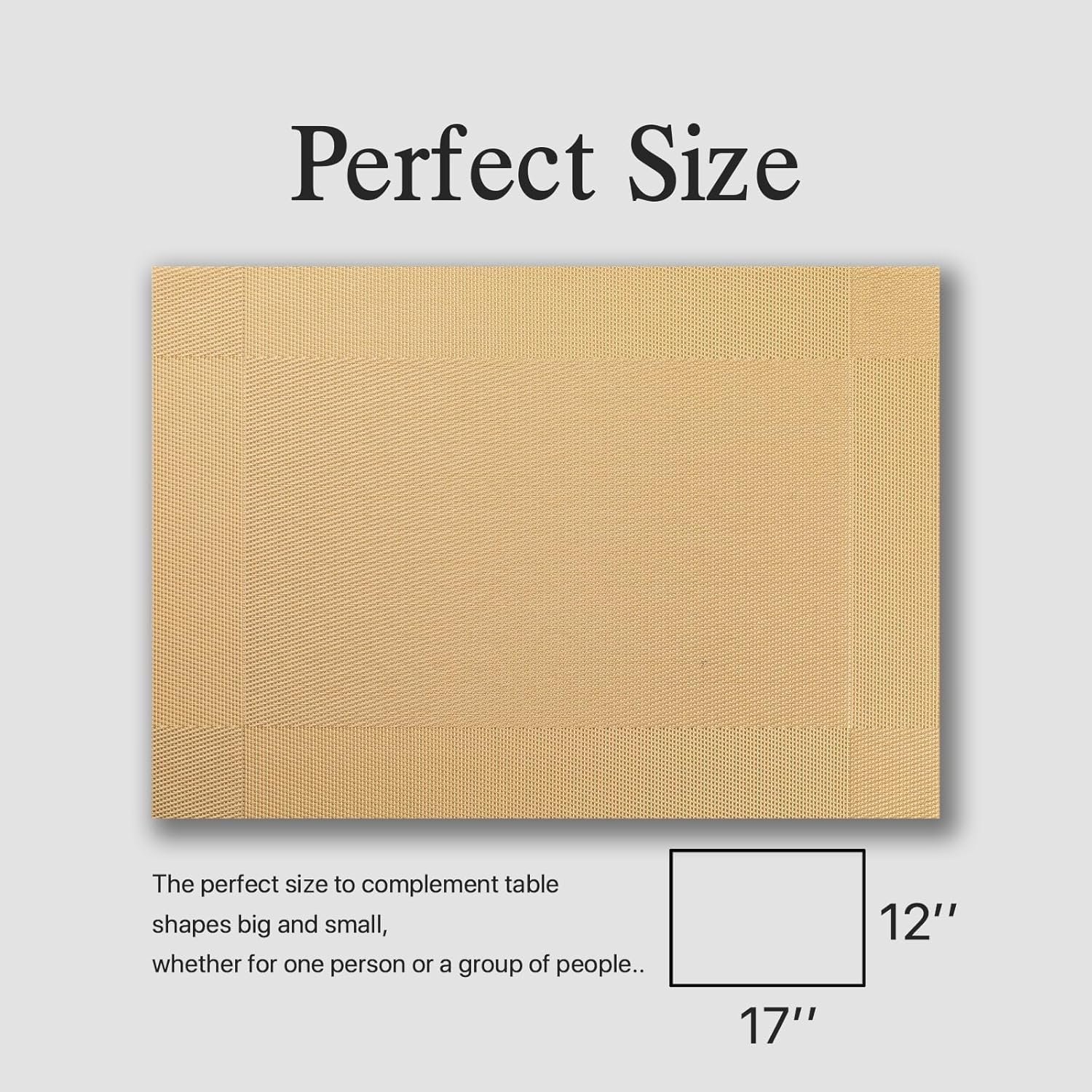 Placemats Set of 6 - Easy Clean Woven Vinyl Placemats for Dining Table, Indoor/Outdoor Place Mats