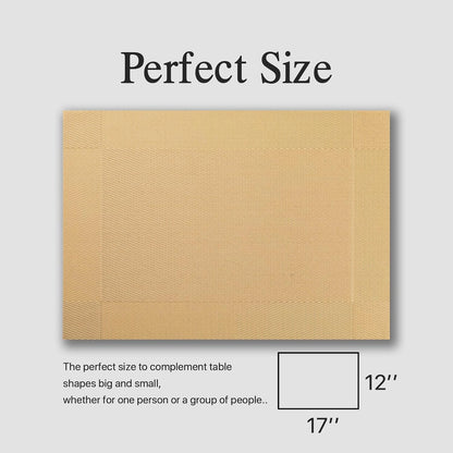 Placemats Set of 6 - Easy Clean Woven Vinyl Placemats for Dining Table, Indoor/Outdoor Place Mats