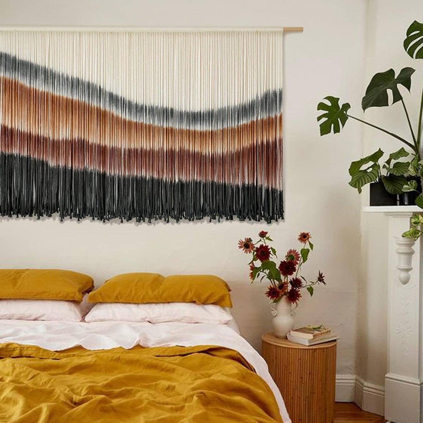 Flber Macrame Wall Hanging Macrame Wall Decor Large-Scale Tie-Dye Tapestry Living Home Room Wall