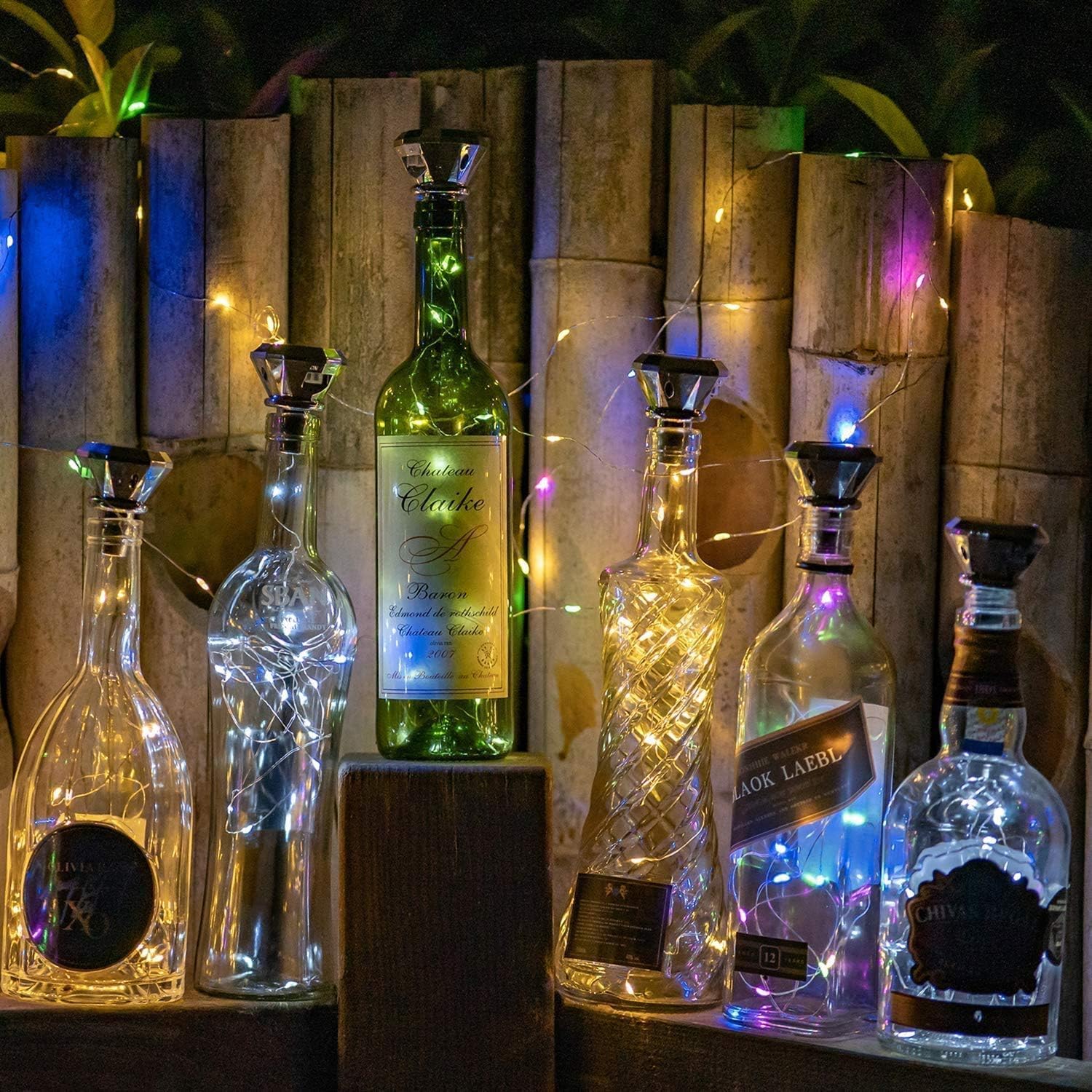 Upgraded 12 Pack Diamond Solar Wine Bottle Lights, 20 LEDs Waterproof Copper Light, Bottle Light