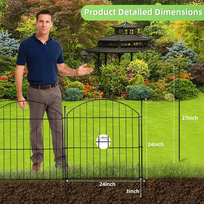 Decorative Garden Fence 24in (H) x20ft (L), 10 Pack No Dig Fence Animal Barrier for Dog, Arched