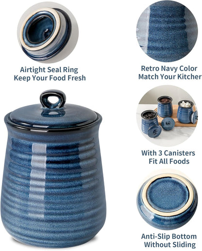 Hasense Kitchen Canisters Set with Airtight Lid for Countertop, 25 Ounce Ceramic Vintage Food