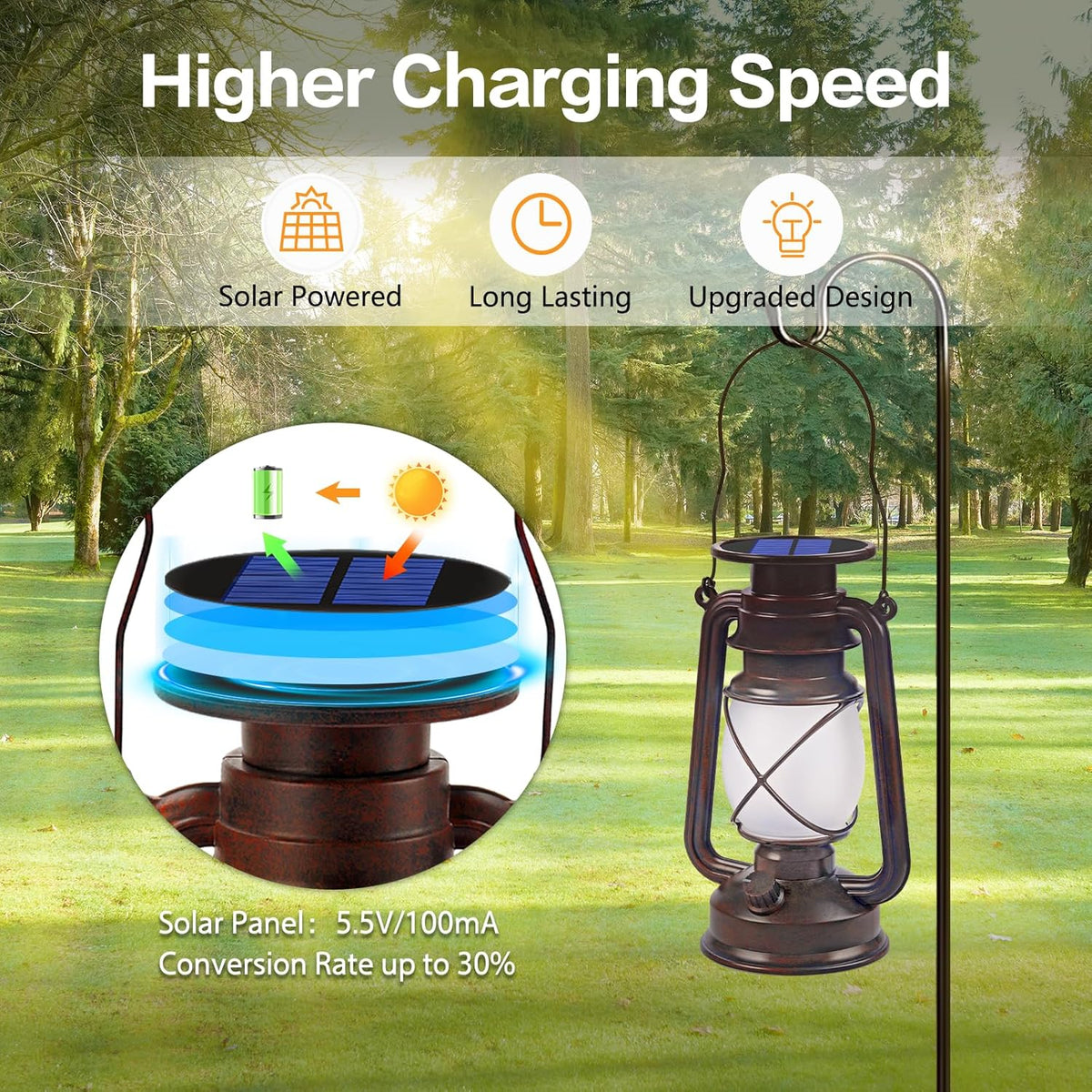 Solar Powered LED Lanterns Decorative Outdoor,2 Pack Bronze Vintage Lanterns with Dancing