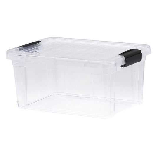 Superio Small Clear Storage Box with Lid, 6.6 Quart Plastic Container Bins for Organizing