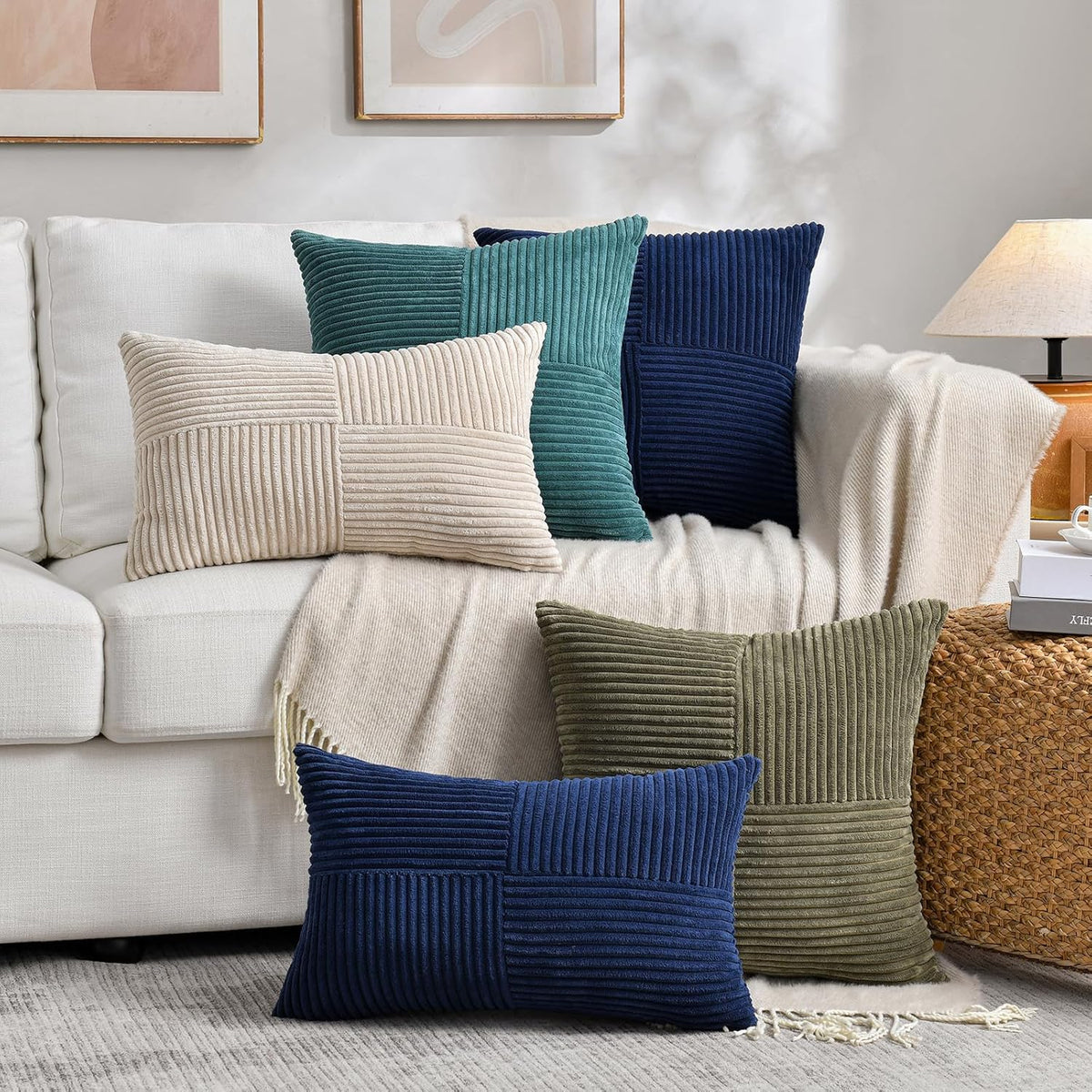Fancy Homi 2 Packs Tan Lumbar Decorative Throw Pillow Covers 16x28 Inch for Living Room Couch Bed