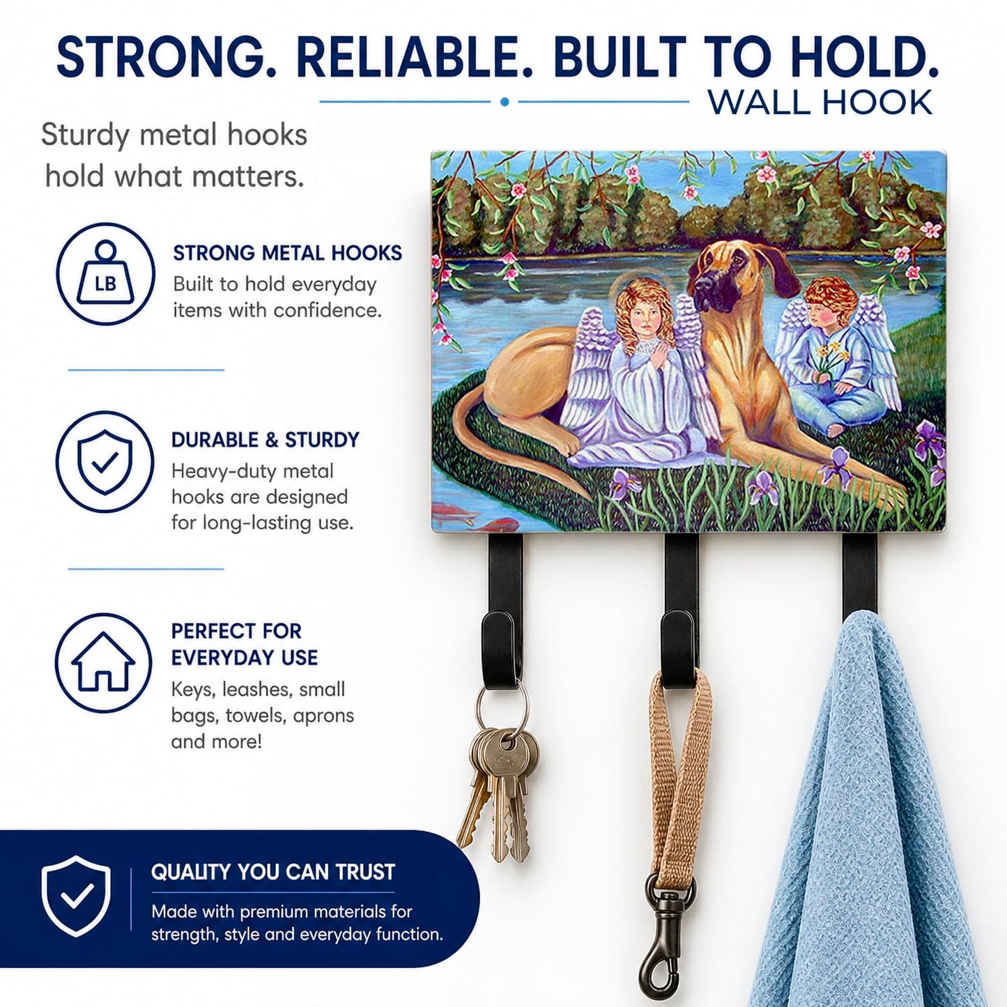 Caroline's Treasures 7507TH68 Angels with Great Dane Leash or Key Holder, Wall Hooks, Key Hooks