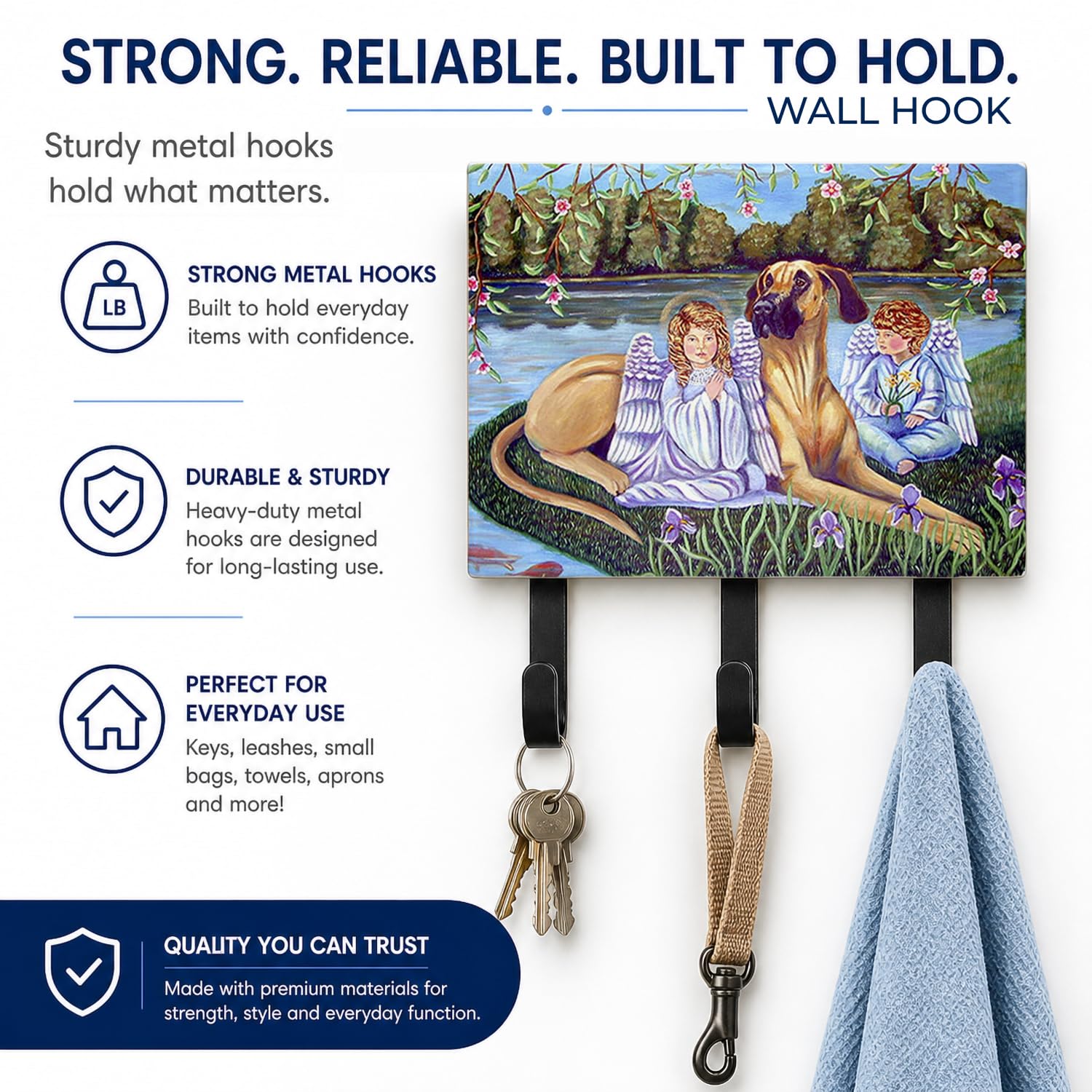 Caroline's Treasures 7507TH68 Angels with Great Dane Leash or Key Holder, Wall Hooks, Key Hooks