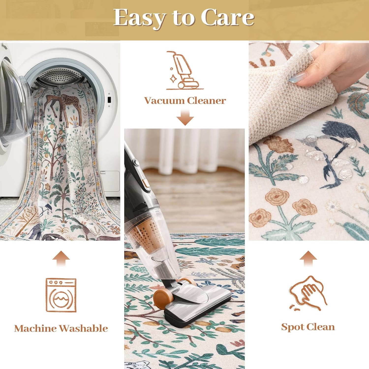 OJIA Jungle 8x10 Area Rugs for Living Room Bedroom Large Washable Rugs, Thin Modern Nursery Rug