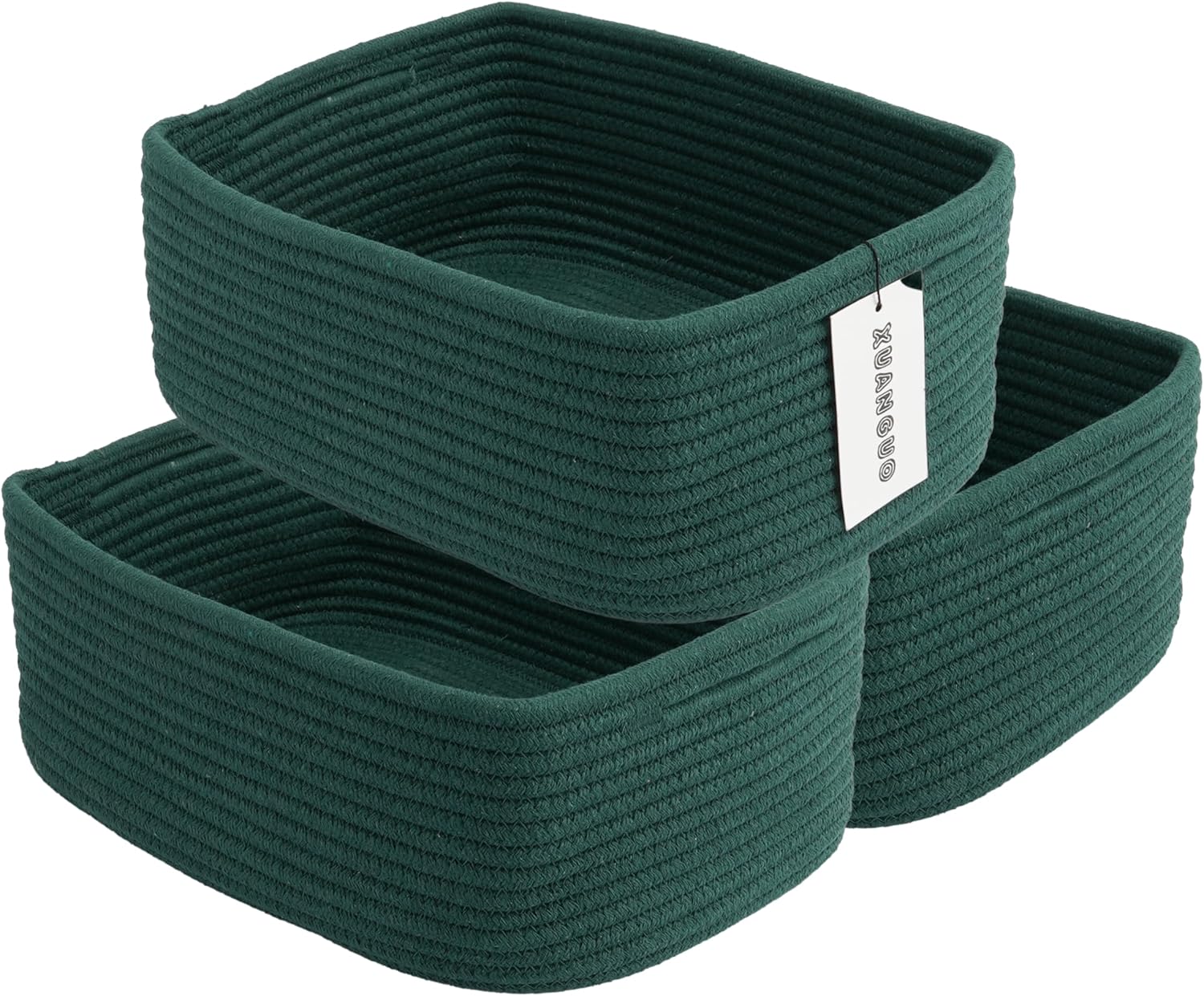 Small Woven Storage Baskets 13“X9”X5“ Decorative Rope Bins for Organizing Shelves, Closets, and