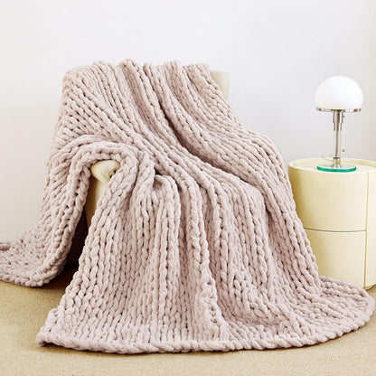 Admitrack Chunky Knit Blanket Throw, 100% Hand Knit Chenille Throw Blanket for Sofa & Home Decor