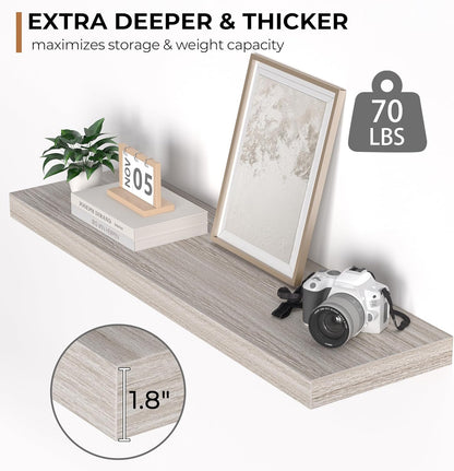 Floating Shelves - 10.3 Inch Deep Wall Shelf for Decor & Storage - Wall Mounted Display Shelving