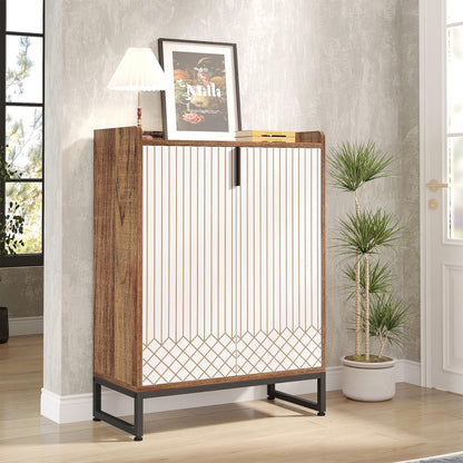 Tribesigns Modern Shoe Cabinet for Entryway, 25 Pairs Shoe Cabinet with Doors, Wood 5-Tier Shoe