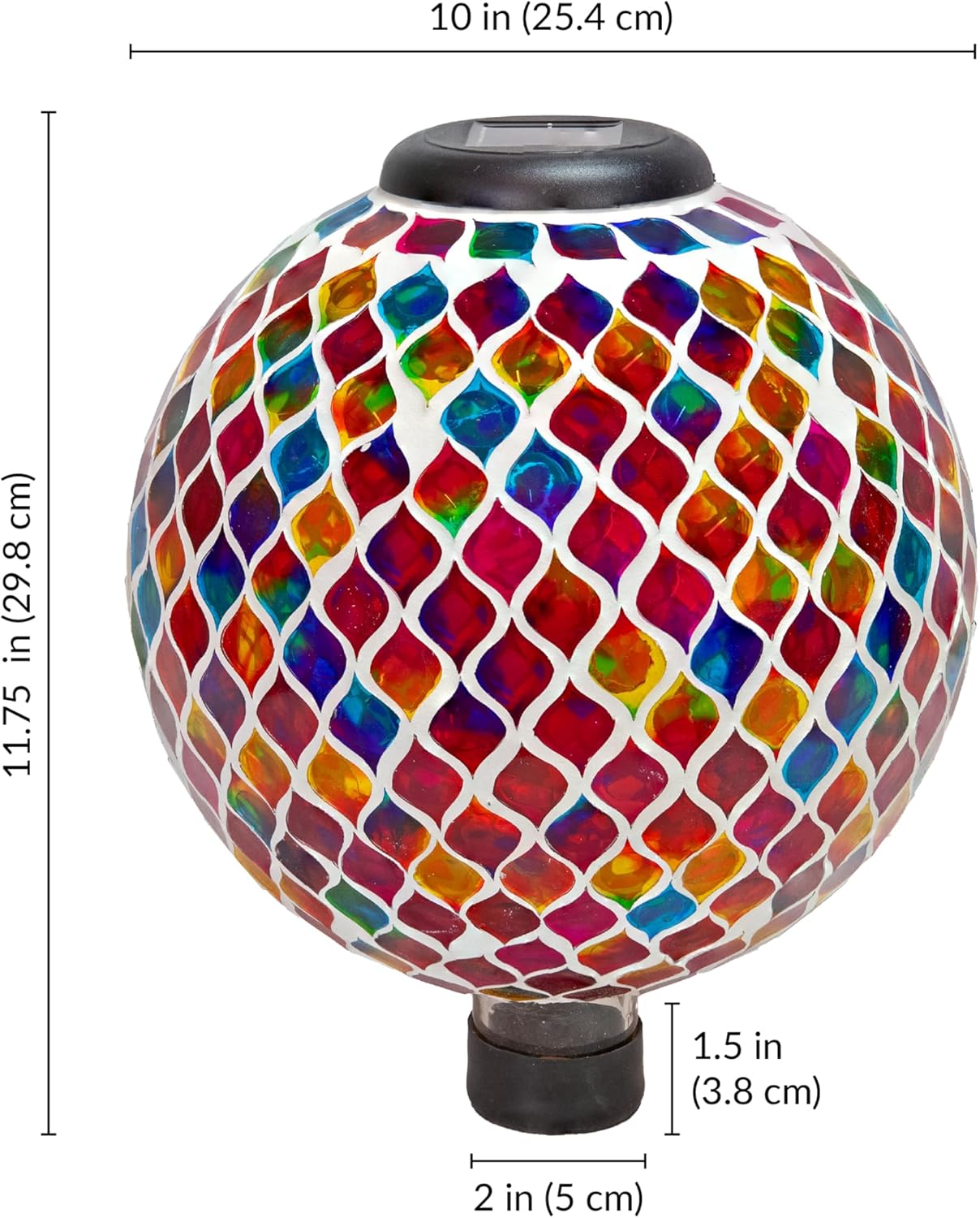 Sunnydaze 10-Inch Solar Gazing Ball for Garden - Glass Outdoor Gazing Globe - Summer Trellis - Set
