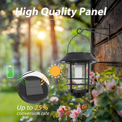 Otdair Solar Wall Lantern Outdoor, Flickering Flames Solar Sconce Lights Outdoor, Hanging Lamps