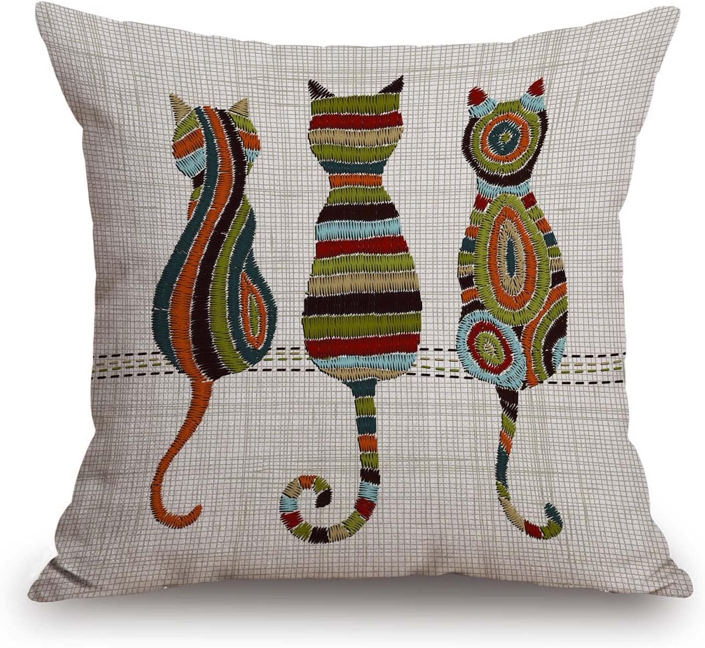TSSOHU Cute Animal Cat Throw Pillow Cover Patio Furniture Knitted Design Kitten Family Decorative