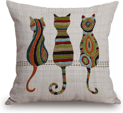 TSSOHU Cute Animal Cat Throw Pillow Cover Patio Furniture Knitted Design Kitten Family Decorative
