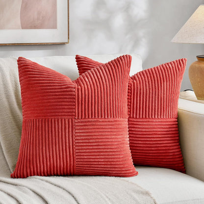 Fancy Homi 2 Packs Red Decorative Throw Pillow Covers 16x16 Inch for Living Room Couch Bed Sofa