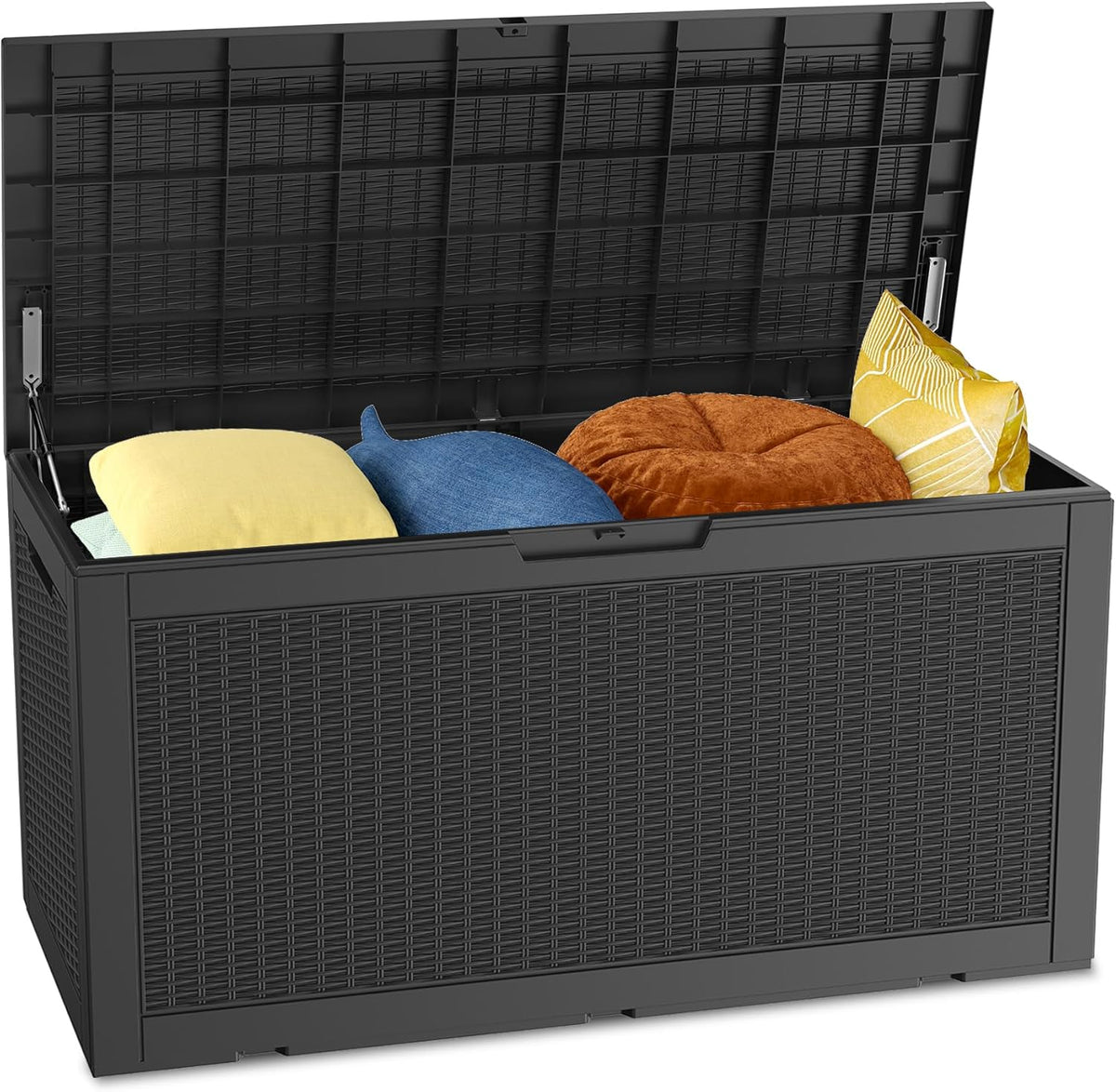100 Gallon Outdoor Storage Box Waterproof Lockable Resin Deck Box Large, Patio Storage Bin for Pool