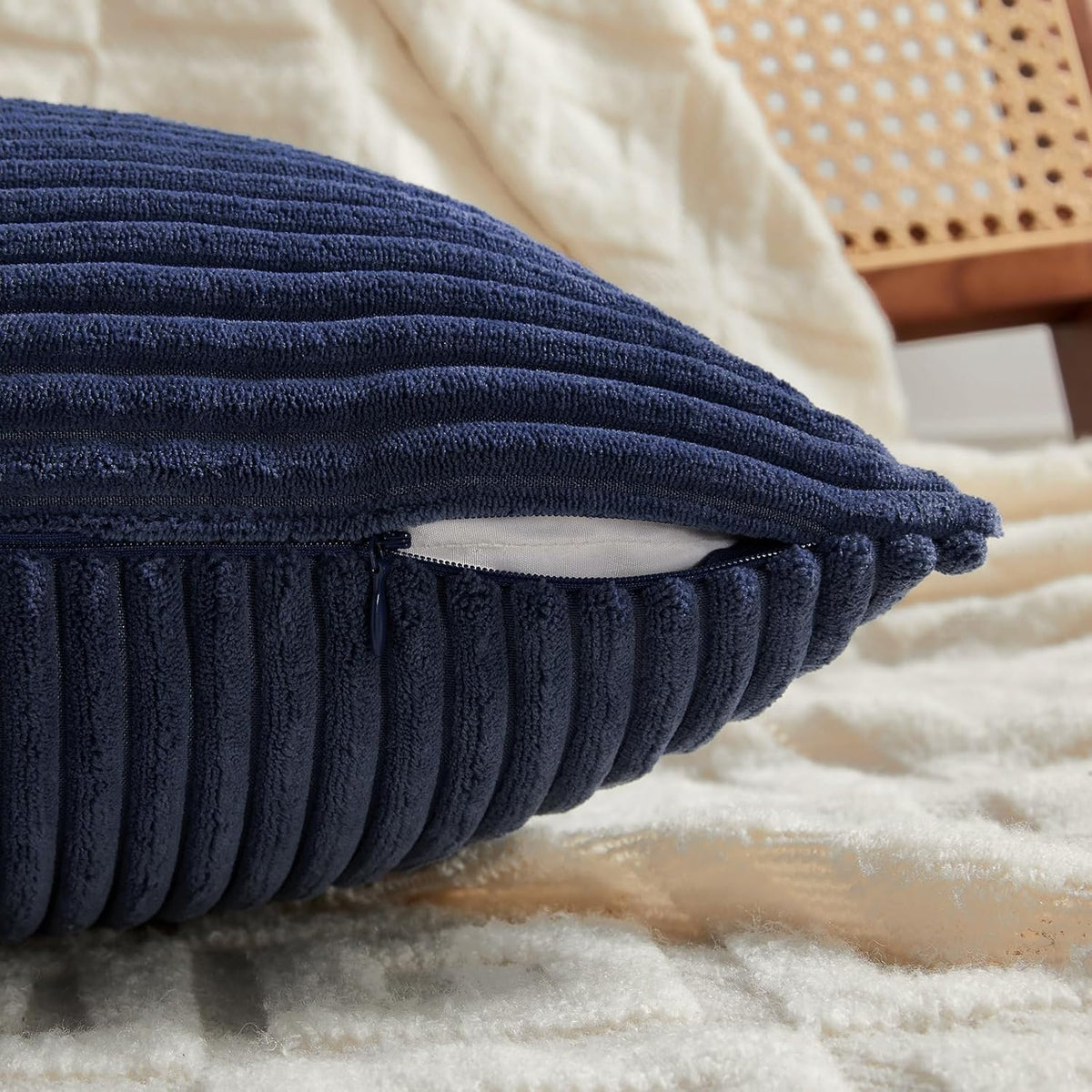 Fancy Homi 2 Packs Navy Blue Lumbar Decorative Throw Pillow Covers 16x32 Inch for Living Room