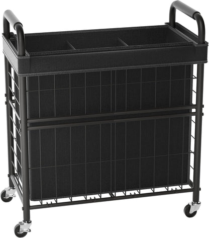 Laundry Hamper 3 Section, 145L Rolling Laundry Sorter Basket with Wheels, 3 Compartment Clothes