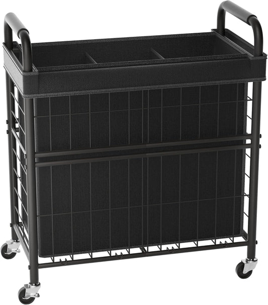Laundry Hamper 3 Section, 145L Rolling Laundry Sorter Basket with Wheels, 3 Compartment Clothes