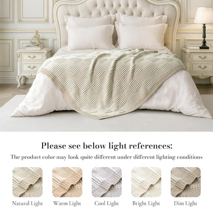 Amélie Home Chenille Knit Throw Blanket for Couch, Checkered Texture Decorative Soft Blanket for