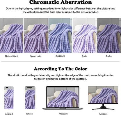 NEWCOSPLAY Faux Fur Throw Blanket Lavender Bubble Blanket Thick Warm Soft for Couch Sofa Bed 550GSM