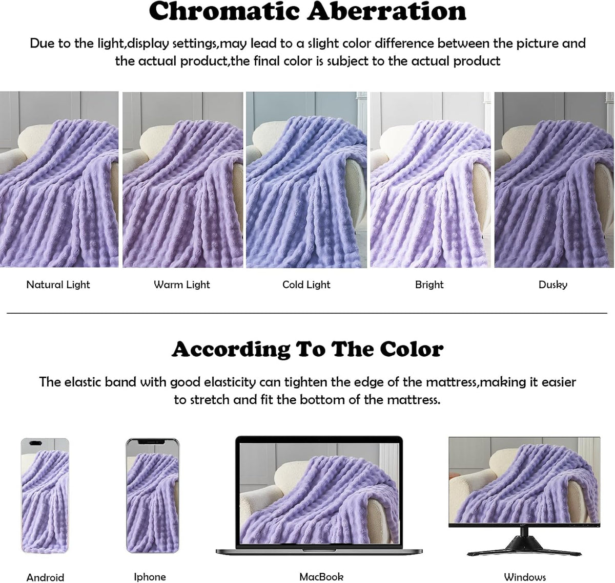 NEWCOSPLAY Faux Fur Twin Blanket Lavender Bubble Blanket Thick Warm Soft for Couch Sofa Bed 550GSM